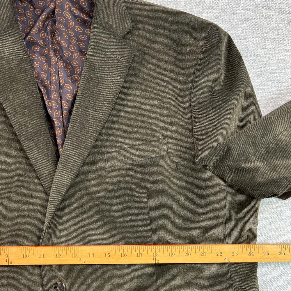 CHAPS Corduroy Sport Coat Blazer Men 50R Olive Brown Elbow Patch Academia Prep‎